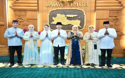 Halal Bi Halal Dengan Forkopimda Jatim, Gubernur Khofifah Sebut Sinergitas dan Keguyuban Pimpinan Kunci Ketentraman Masyarakat