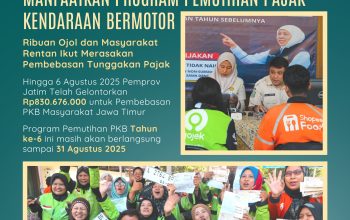 Pemutihan Pajak Kendaraan Telah Sasar 511.178 WP, Gubernur Khofifah: Ribuan Ojol dan Masyarakat Rentan Ekonomi  Ikut Rasakan Manfaat