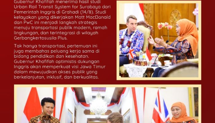 Gubernur Khofifah Apresiasi Dukungan Pemerintah Inggris Perkuat Transformasi Transportasi Publik Di Jatim