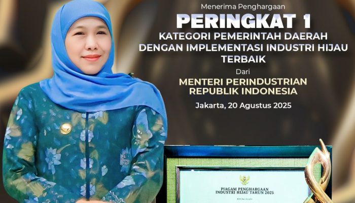 Gubernur Khofifah Terima Penghargaan dari Menteri Perindustrian RI, Peringkat Pertama Nasional dalam Implementasi Ekonomi Hijau
