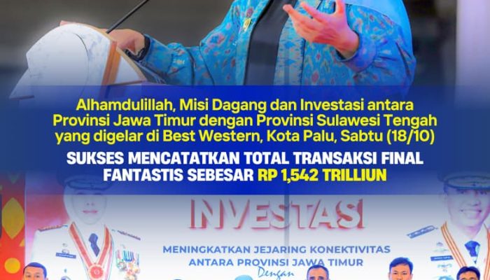 Gubernur Khofifah Pimpin Misi Dagang Jatim-Sulteng, Transaksi Naik 14 Kali Lipat dari Tahun 2022