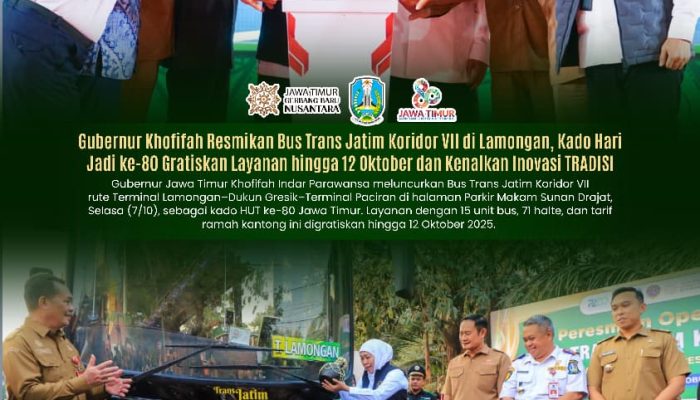 Kado Hari Jadi ke-80, Gubernur Khofifah Gratiskan Trans Jatim Koridor VII dan Perkenalkan Inovasi TRADISI