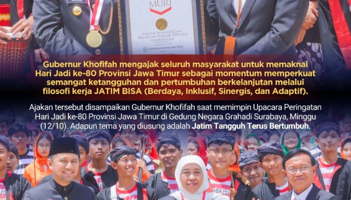 HUT ke-80 Jatim Catat Dua Rekor MURI, Gubernur Khofifah Apresiasi Kreativitas dan Kolaborasi Pelajar SMA/SMK