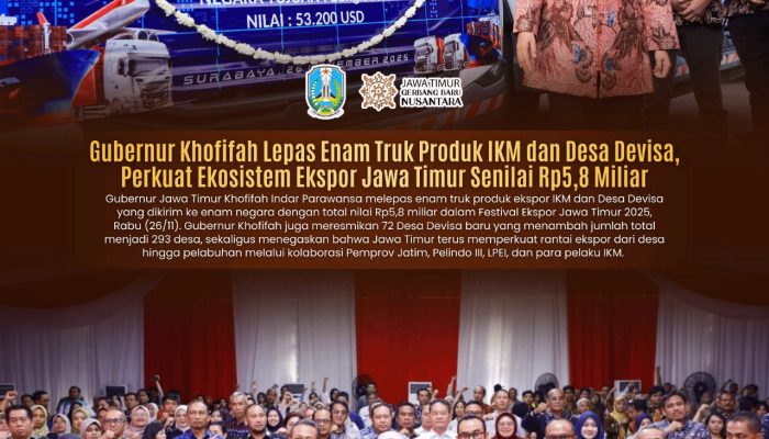 Dorong Daya Saing Global, Gubernur Khofifah Berangkatkan Produk Ekspor Desa Devisa Senilai Rp5,8 Miliar ke Enam Negara
