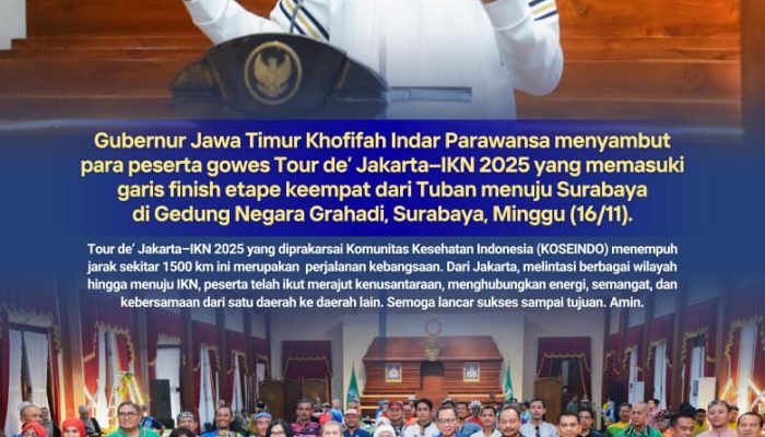 Gubernur Khofifah Terima Rombongan Gowes Jakarta–IKN, Soroti Peran Jatim sebagai Gerbang Baru Nusantara