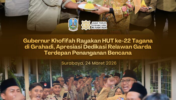 Tasyakuran HUT ke-22 Tagana di Grahadi, Gubernur Khofifah Apresiasi Dedikasi Relawan Garda Terdepan Bencana