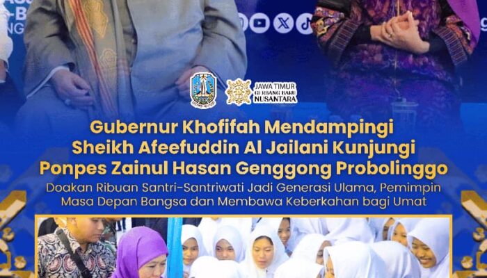 Bersama Gubernur Khofifah, Sheikh Afeefuddin Doakan Santri Ponpes Genggong Menjadi Pembawa Keberkahan bagi Umat dan Indonesia