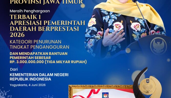 Jawa Timur Raih Penghargaan Penurunan Pengangguran Terbaik, Gubernur Khofifah Tegaskan Komitmen Perluas Kesempatan Kerja