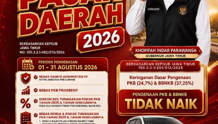 Gubernur Khofifah Hadirkan Kado Kemerdekaan, Bebaskan Pajak Daerah Selama Agustus 2026