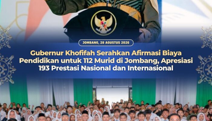 Gubernur Khofifah Salurkan Afirmasi Pendidikan, Dorong Prestasi Murid Jombang Jadi Jalan Menuju Beasiswa dan PTN