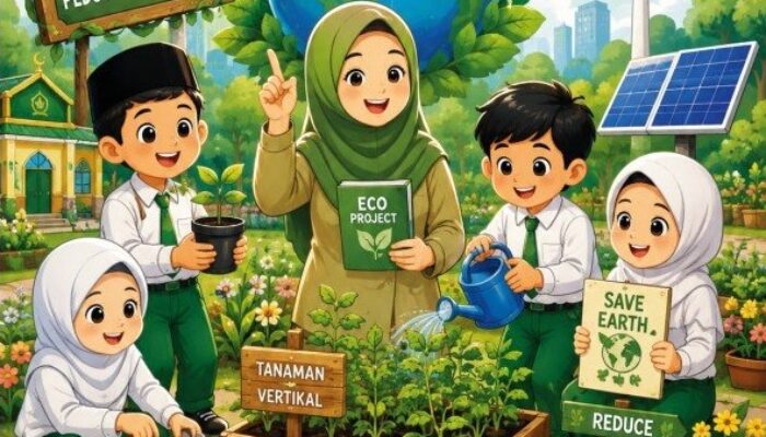 Madrasah Hijau Digital Dorong Siswa MI Al Muawwanah Peduli Lingkungan melalui Eco-Project Learning