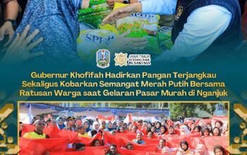 Gubernur Khofifah Ajak Warga Nganjuk Kibarkan Merah Putih, Semarakkan Pasar Murah dengan Semangat Kemerdekaan