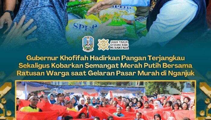 Gubernur Khofifah Ajak Warga Nganjuk Kibarkan Merah Putih, Semarakkan Pasar Murah dengan Semangat Kemerdekaan