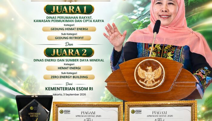 Jatim Borong Dua Penghargaan EBTKE 2026, Gubernur Khofifah Tegaskan Komitmen Perkuat Efisiensi Energi