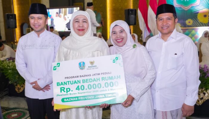 Gubernur Khofifah Gandeng BAZNAS Jatim Salurkan Bantuan Pendidikan, Modal Usaha, dan Bedah Rumah di Peringatan Maulid Nabi
