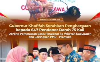 Gubernur Khofifah Beri Penghargaan bagi Pendonor 75 Kali, Tekankan Donor Darah sebagai Pengabdian Kemanusiaan