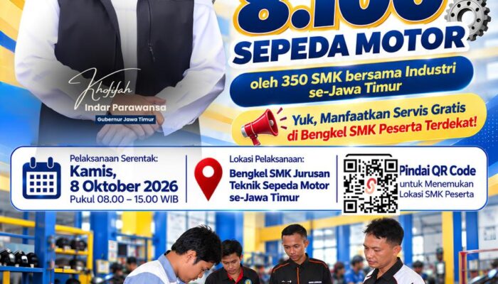 Sambut Hari Jadi Jatim, Gubernur Khofifah Libatkan 350 SMK Layani Servis Gratis untuk 8.100 Sepeda Motor