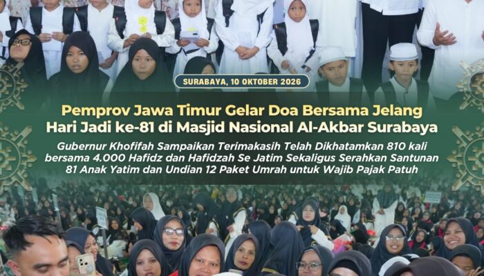 Doa untuk Jawa Timur Aman dan Damai, Khofifah Ajak Ribuan Hafidz dan Hafidzah Perkuat Munajat melalui Khotmil Qur’an