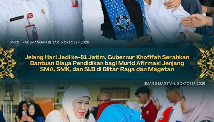 Jelang Hari Jadi ke-81 Jatim, Gubernur Khofifah Salurkan Bantuan Pendidikan Rp50 Miliar bagi 50.000 Murid Afirmasi
