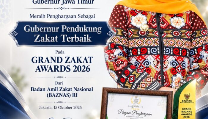 Tingkatkan Kesejahteraan Umat Lewat Zakat, Gubernur Khofifah Dianugerahi Grand Zakat Award 2026