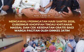 Gubernur Khofifah Pastikan Akses Layanan Kesehatan Terjangkau Lewat Baksos Hari Santri 2026 di Pacitan